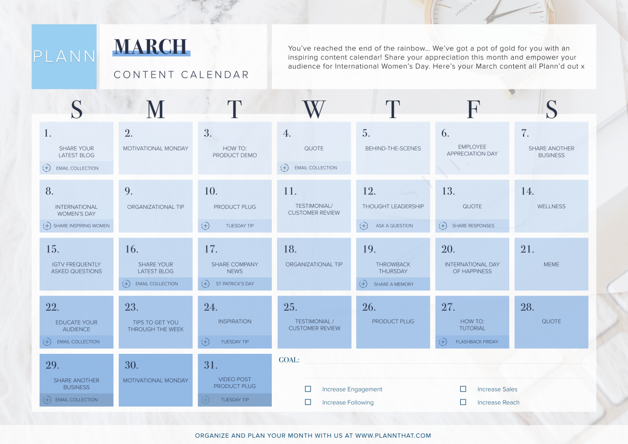 NEW! March Content Calendar Plann