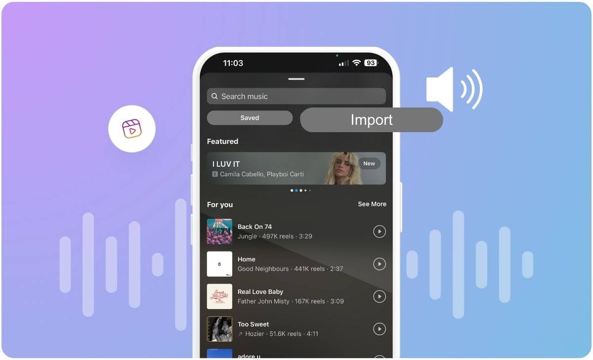 Screenshot of Instagram’s import your own audio feature.