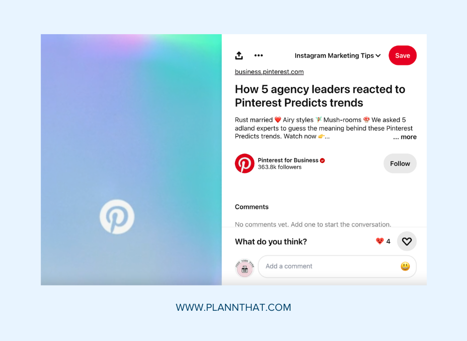 A screenshot of a Pinterest Pin with the title ‘How 5 agency leaders reacted to Pinterest Predicts trends’. 