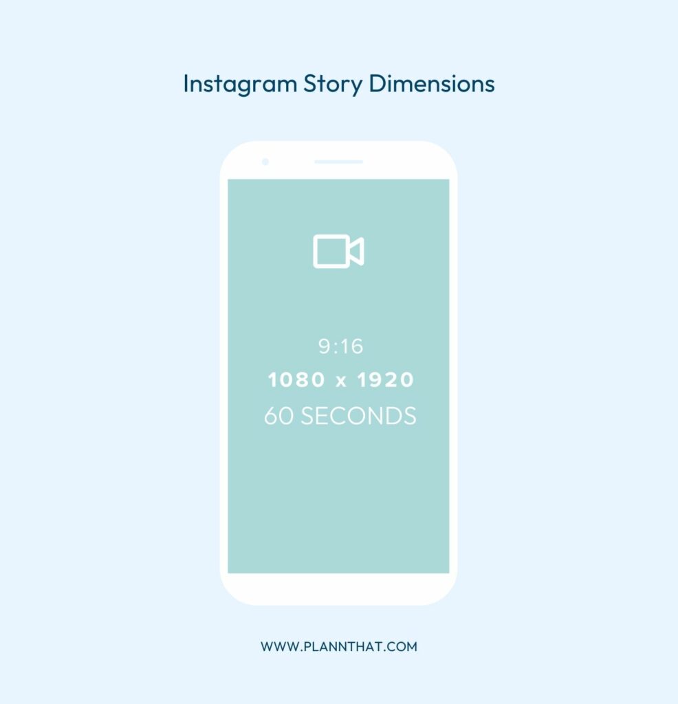 A smartphone displaying a 9:16 ratio video, set to 1080 x 1920 resolution, with a duration of 60 seconds on the screen, optimized for Instagram story size.