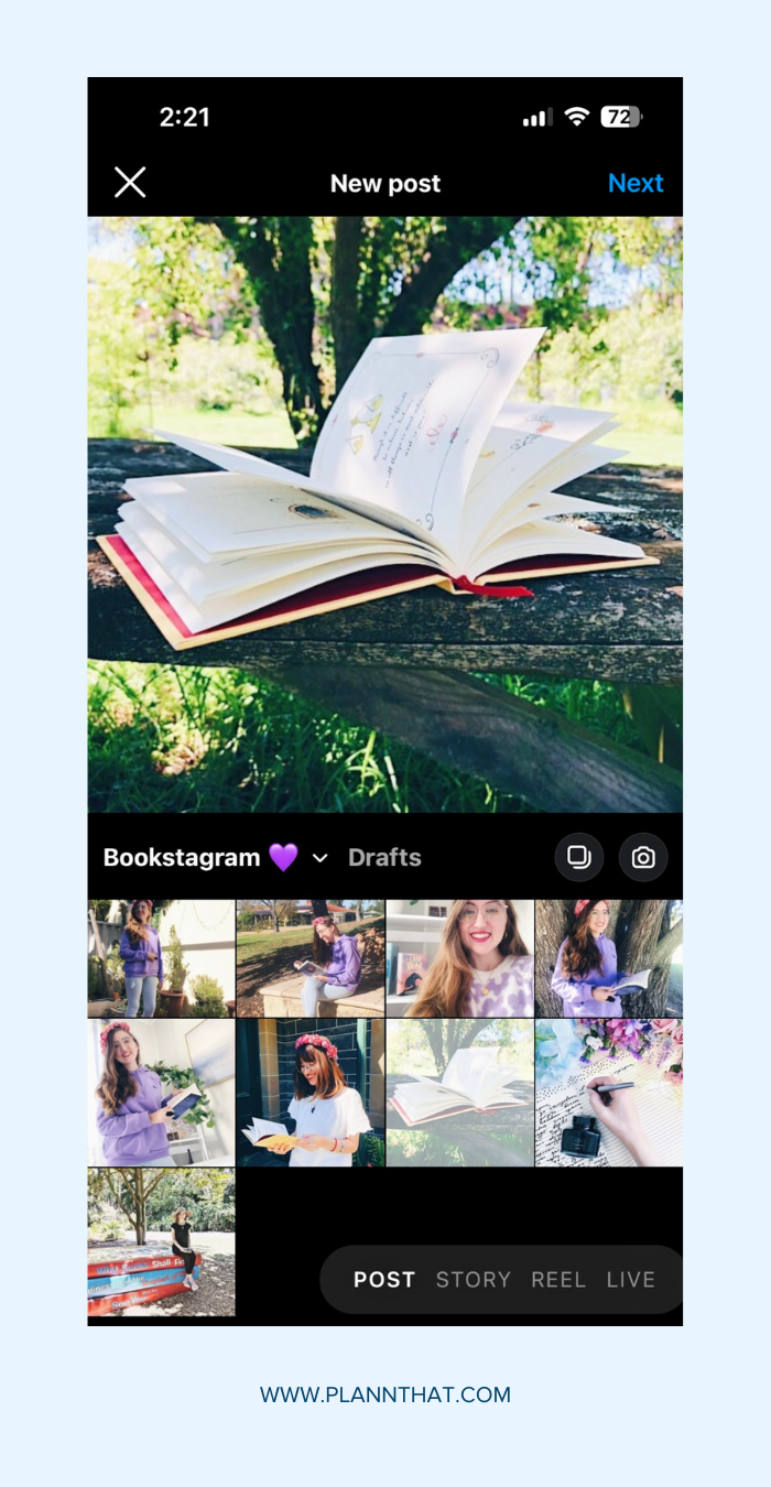 Screenshot of photo selection on Instagram