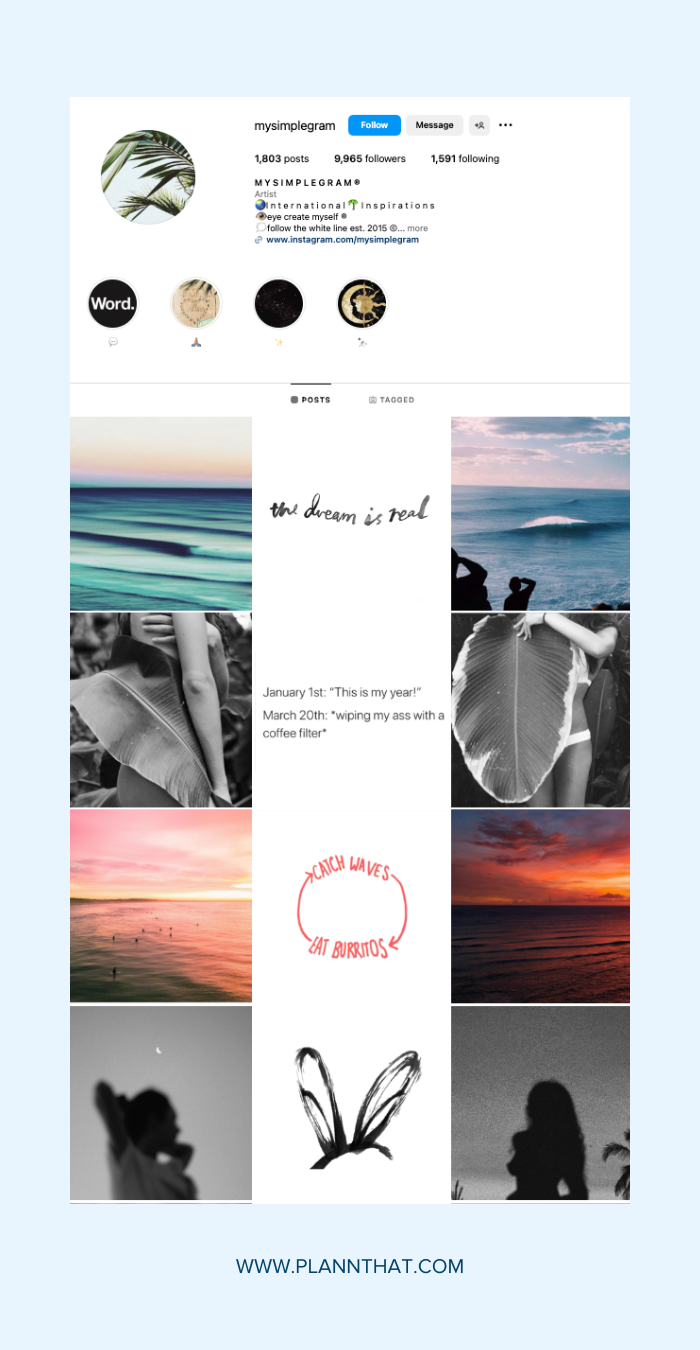 Add a quote in the middle of your Instagram grid.