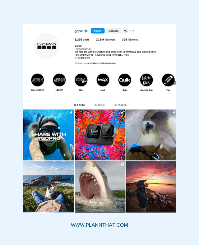 GoPro uses user-generated content to create their grid layout