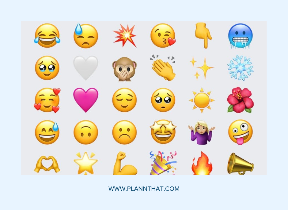 A screenshot of a user’s 30 most used emojis in a grid. 