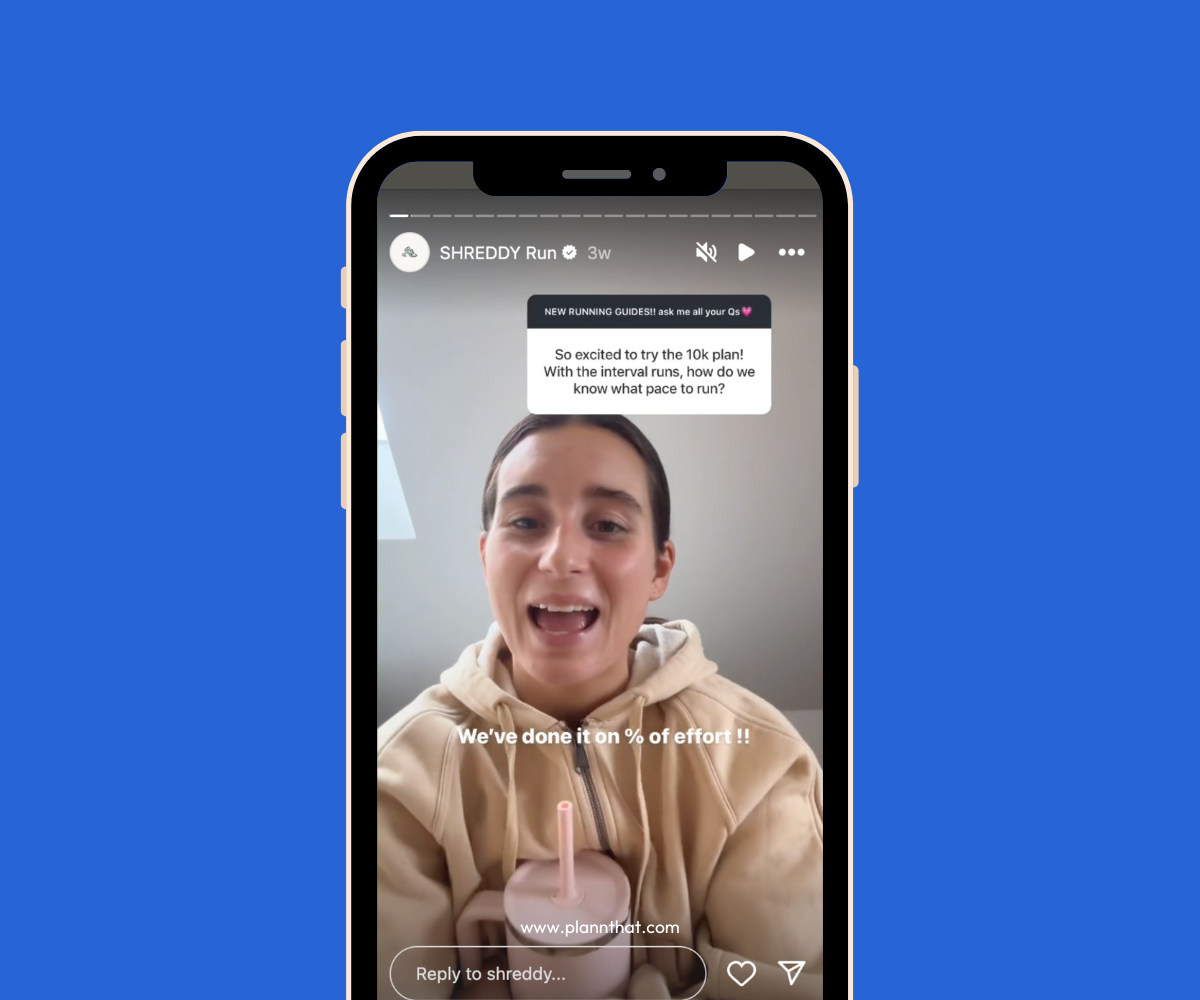 Shreddy uses Instagram Stories question sticker to drive engagement