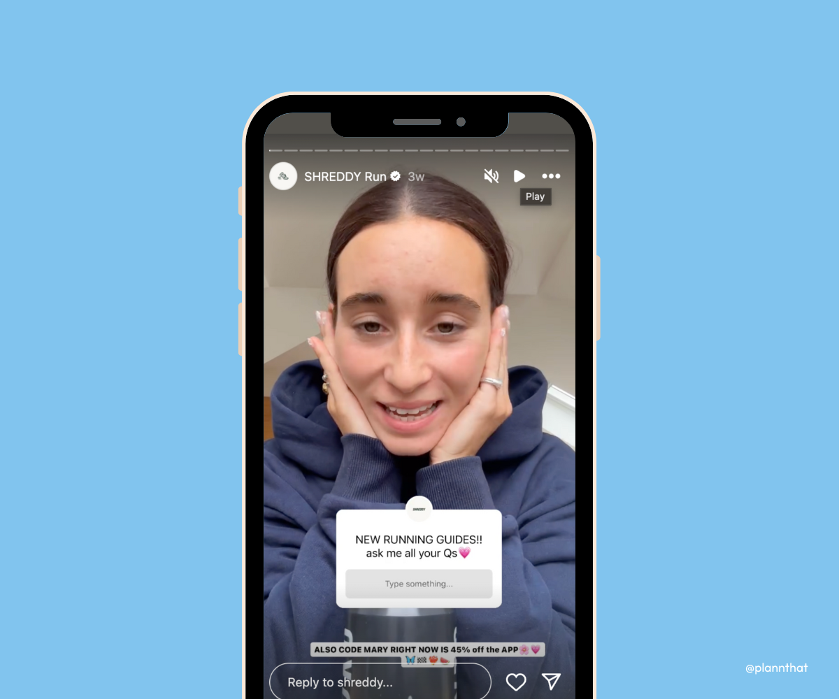 Shreddy uses Instagram Stories question sticker to drive engagement