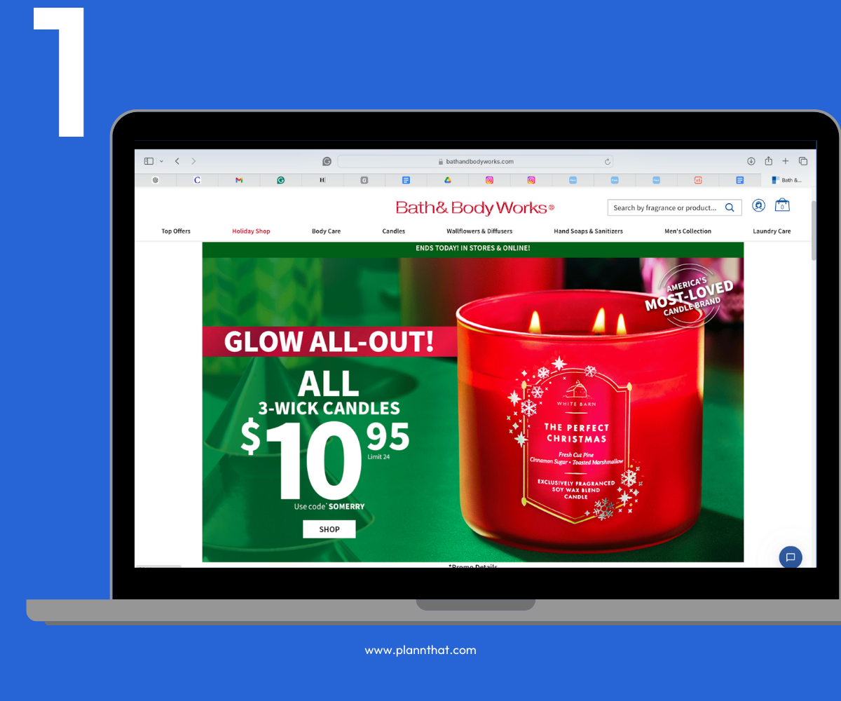 Bath & Body Works holiday landing page