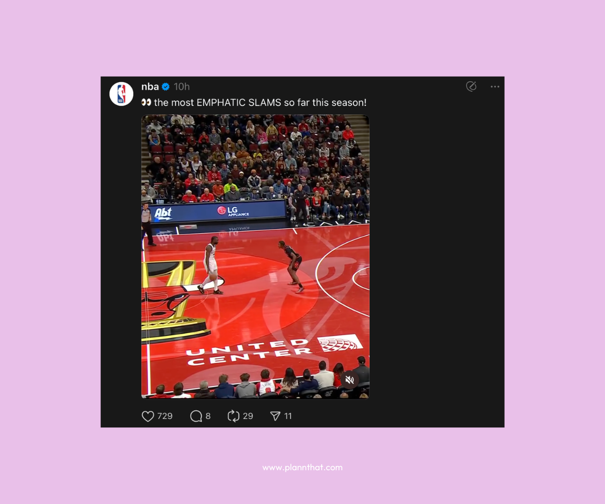 A screenshot of a Threads post from the NBA. 