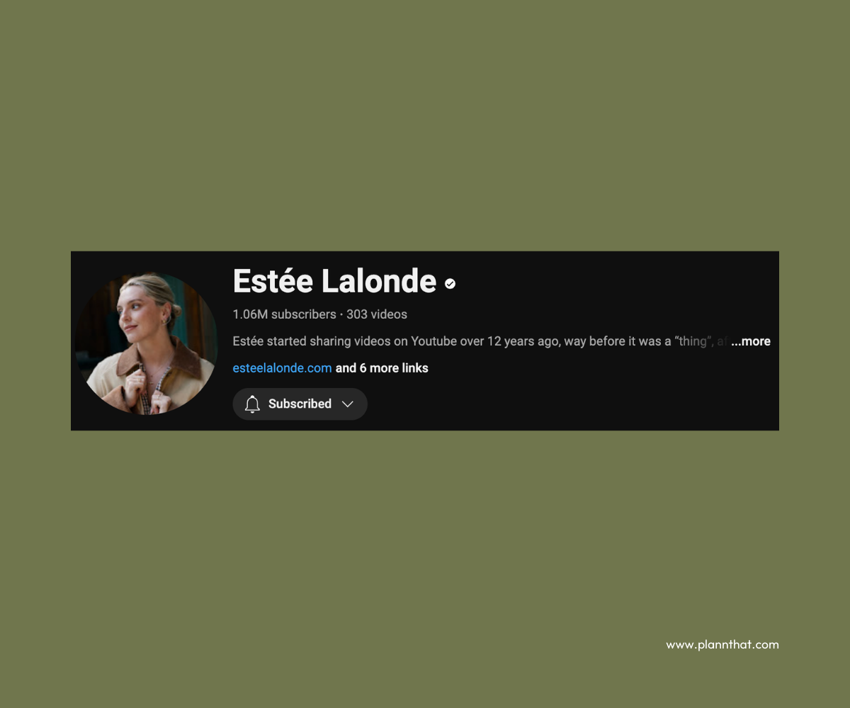 A screenshot of Estée Lalonde’s profile details including her profile picture, an image of a blonde woman looking to the left. 